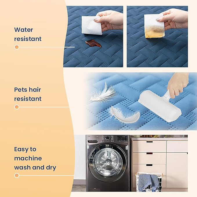 gogobunny 100% Double Sided Waterproof Dog Blanket Soft Pet Bed Cover Reversible Protect Furniture Couch Sofa Car for Puppy Cat Kids (Dark Blue/Light Blue, 82x102 Inch (Pack of 1))