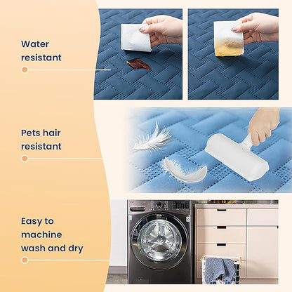 gogobunny 100% Double Sided Waterproof Dog Blanket Soft Pet Bed Cover Reversible Protect Furniture Couch Sofa Car for Puppy Cat Kids (Dark Blue/Light Blue, 82x102 Inch (Pack of 1))