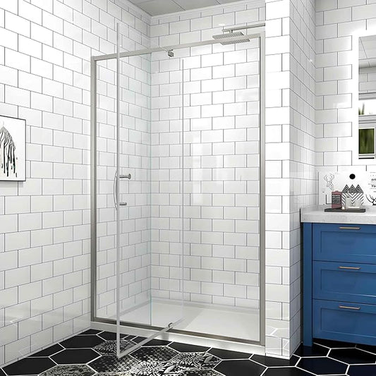 Pivot Glass Shower Door, 44-48" W x 71" H, 1/4" Clear SGCC Tempered Glass by Unknown