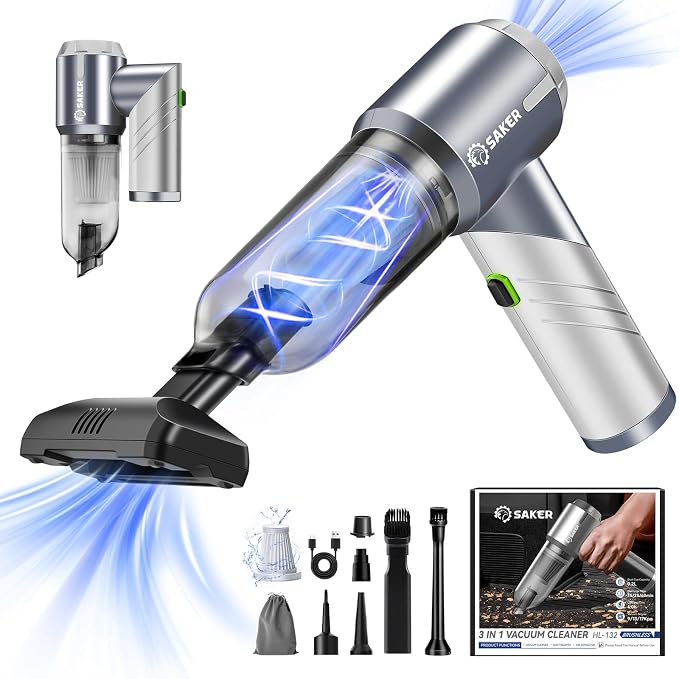 Saker Car Vacuum Cleaner 17000PA Foldable 3 in 1 Mini Handheld Vacuums Portable by Saker