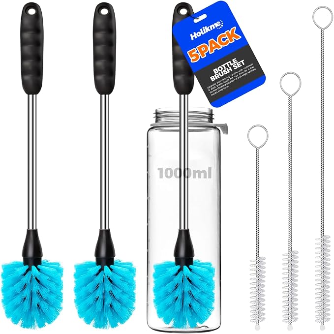 Holikme 5 Pack Bottle Brush Cleaner Set, 3 Straw Brushes, Bottle Cleaning Brush by Holikme