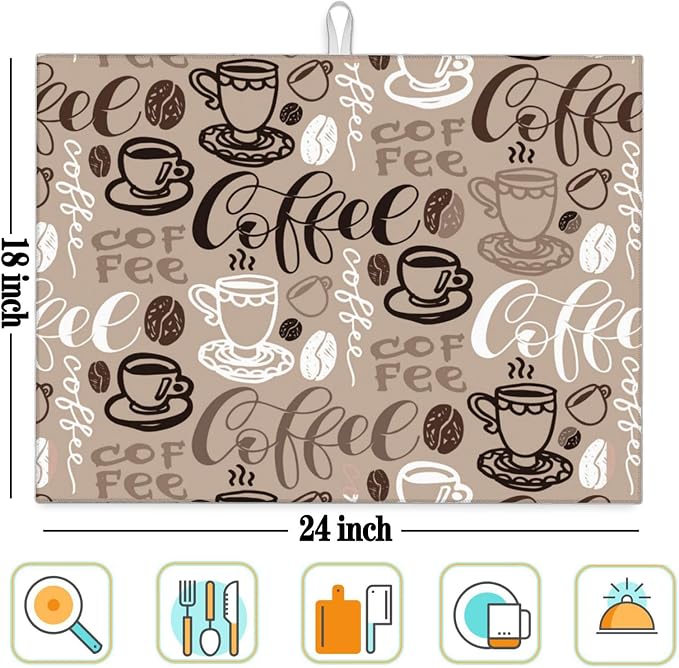 Coffee Dish Drying Mat for Kitchen Counter Microfiber Absorbent Dish Draining - Image 7