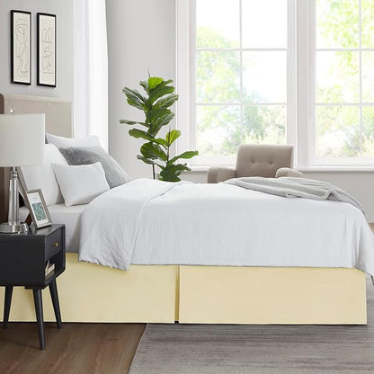 Nestl Vanilla Yellow Full Bed Skirt - Full Size Bed Skirt 14 Inch Drop - Brushed Microfiber Bed Skirts - Hotel Quality Pleated Bed Skirt - Shrinkage & Fade Resistant