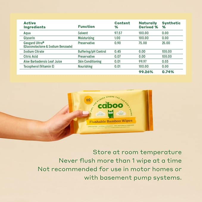 Caboo Tree Free Flushable Wipes, Certified Flushable, Septic Safe, Biodegradable - Image 7