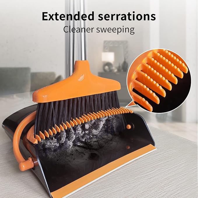 Broom and Dustpan Set Adjustable Length Stainless Steel Broomstick Standing - Image 4