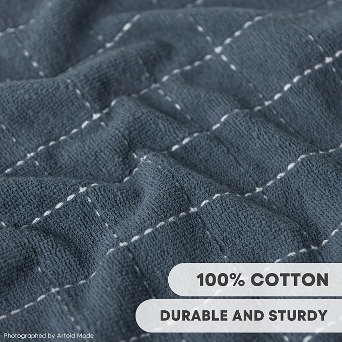 Artoid Mode Checkered Designed Cotton Beige Grey Terry Kitchen Dish Towels - Image 3