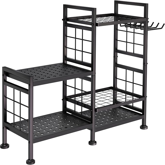 GIOTORENT 5 Tier Garden Tool Organizer, Metal Yard Tools Storage Rack, Garage - Image 9