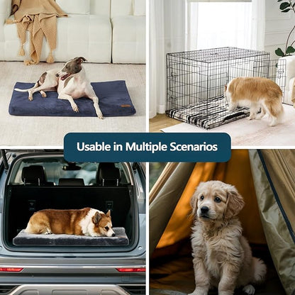 Dog Bed Medium Size Dogs - 30-inch Dog Crate Pad with Removable Washable Cover and Waterproof Lining - Memory Foam Kennel Mat - Reversible Pet Bed (Cool & Warm), Dark Grey