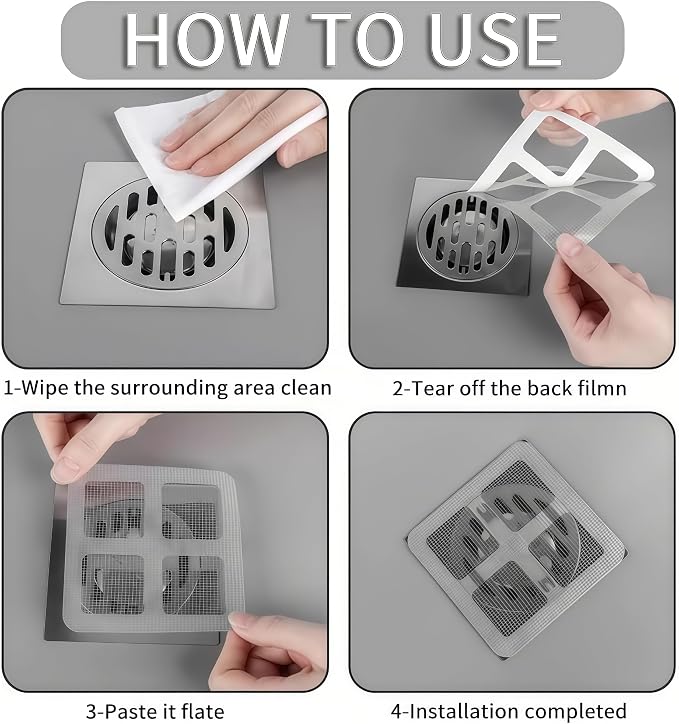 60 Pack Disposable Shower Drain Hair Catcher, Floor Drain Filter Stickers - Image 9