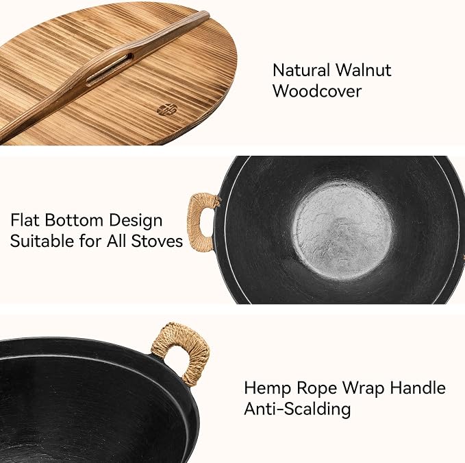WANGYUANJI 14.2" Cast Iron Wok - Image 9