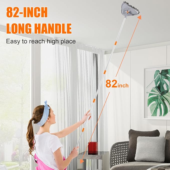 Wall Cleaner Mop with Long Handle 82 Inches, 3-in-1 Ceiling Cleaning Tool - Image 3