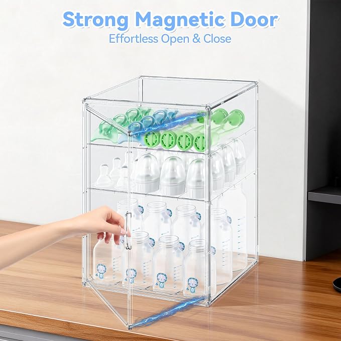 Baby Bottle Organizer for Countertop, Large Clear Bottle Storage Organizer - Image 7