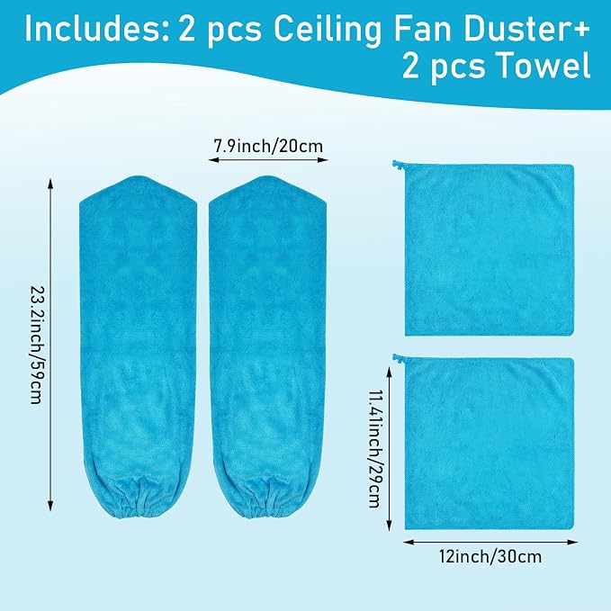 4 PCS Ceiling Fan Duster Kits, 100% Microfibre Fan Blade Cleaner - Image 2