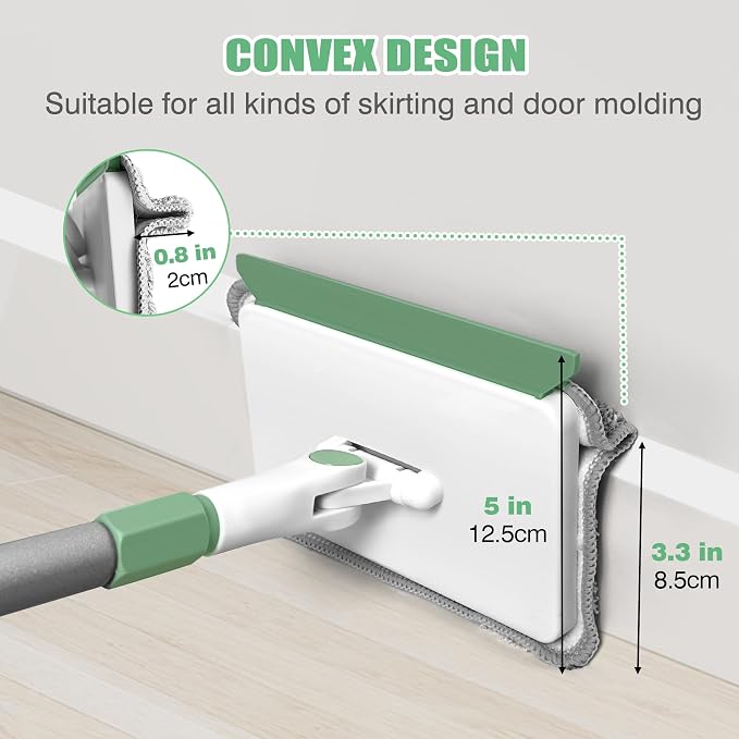 Baseboard Cleaner Tool with Handle, Wall Cleaner Mop with 54.7'' Adjustable - Image 3