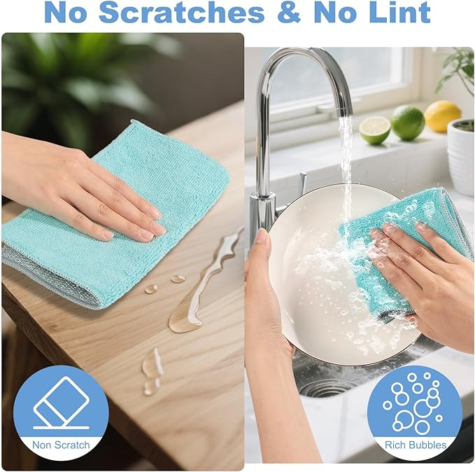 10pcs New Upgrade 2-Layer Microfiber Wire Dishcloth, Non-Scratch Wire - Image 4