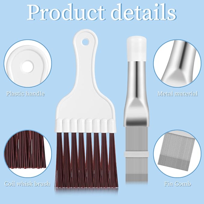 Pimoys 3 in 1 Set Air Conditioner Condenser Fin Comb, 1 Coil Cleaner Stainless - Image 4
