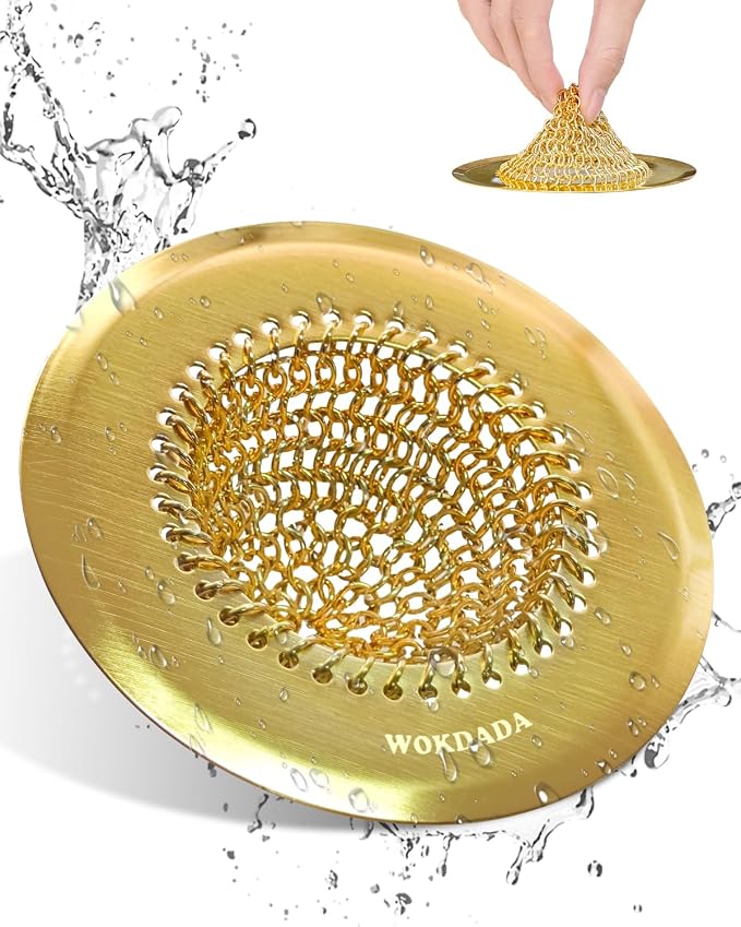Gold Sink Strainer, Reversible Mesh Sink Strainer by Wokdada