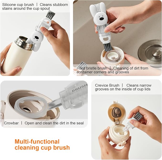 4 in 1 Cup Lid Cleaning Brush, 3 in 1 Bottle Brush, Cup Crevice Cleaning Tools - Image 2