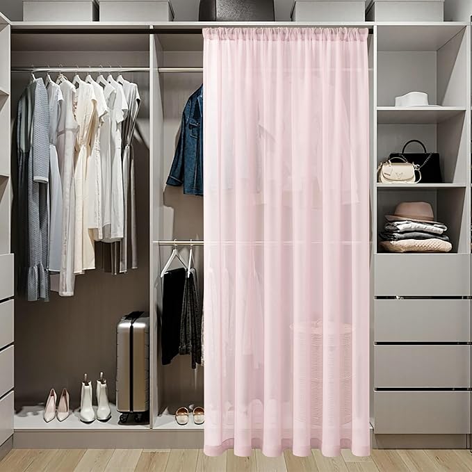 Tollpiz Sheer Door Curtains Closet Linen Textured Curtain Sheers Doorway Light - Image 3