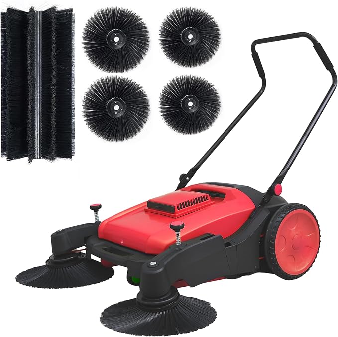 41" Industrial Walk-Behind Hand Push Floor Sweeper, 14.5 Gallon Large Capacity by KARHDIR