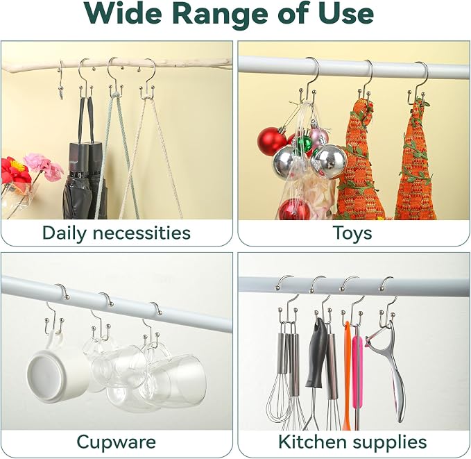 Goowin Shower Curtain Hooks, Durable Shower Curtain Rings Rust Proof, Double - Image 7