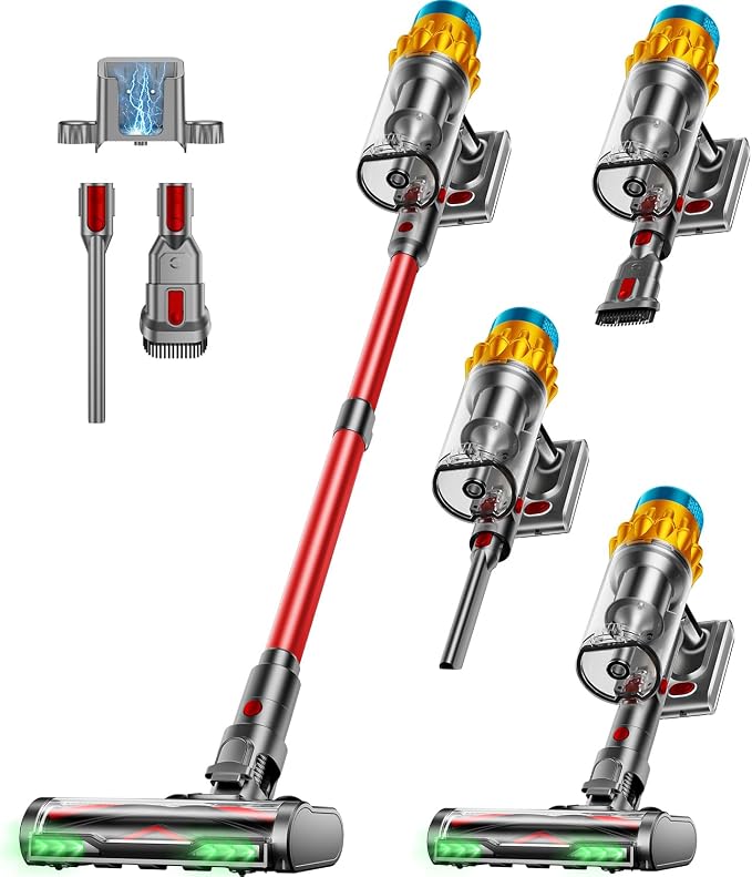 Cordless Vacuum Cleaner, 600W/50KPA, Max 70 Mins Runtime, Self-Standing Vacuum by AIDTIPS
