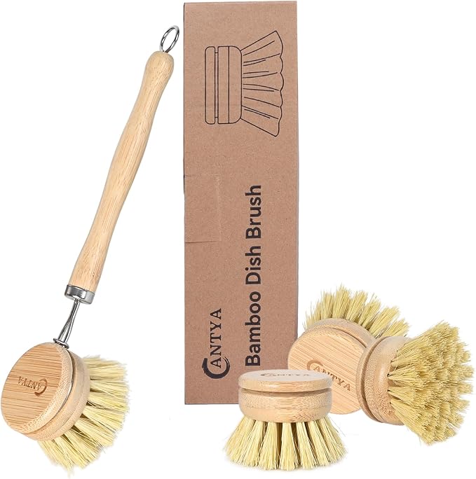 Bamboo Dish Brush with Handle by ANTYA