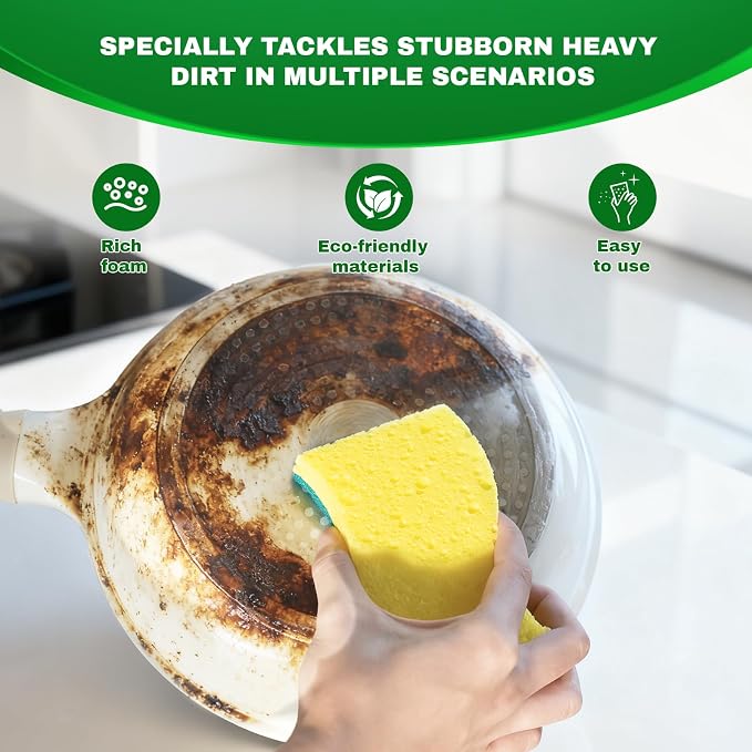 9 Pack Heavy Duty Scrub Sponge, Tough Cleaning Tool - Image 4