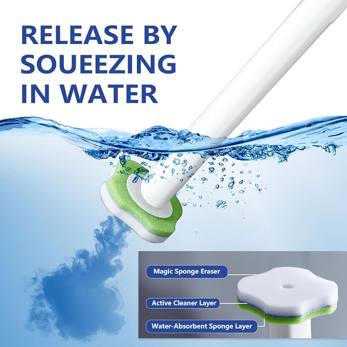 Toilet Bowl Wand Cleaner Refills, Disposable 30 Magic Sponge Eraser Wand Refills - Image 2
