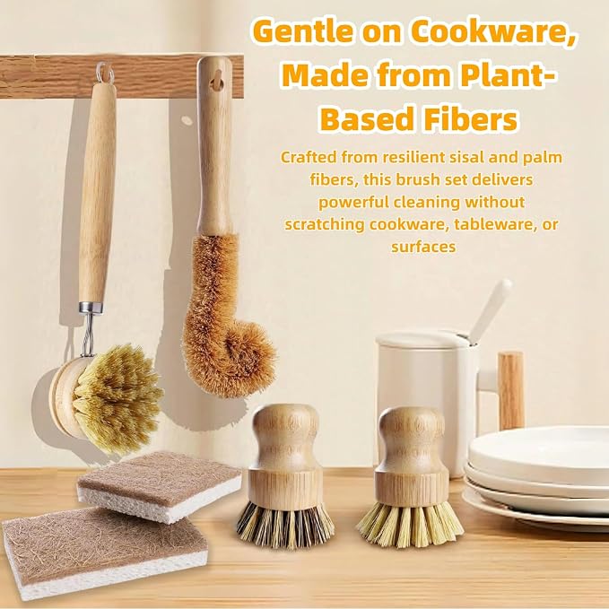 Natural Bamboo Dish Brush Set - Image 5