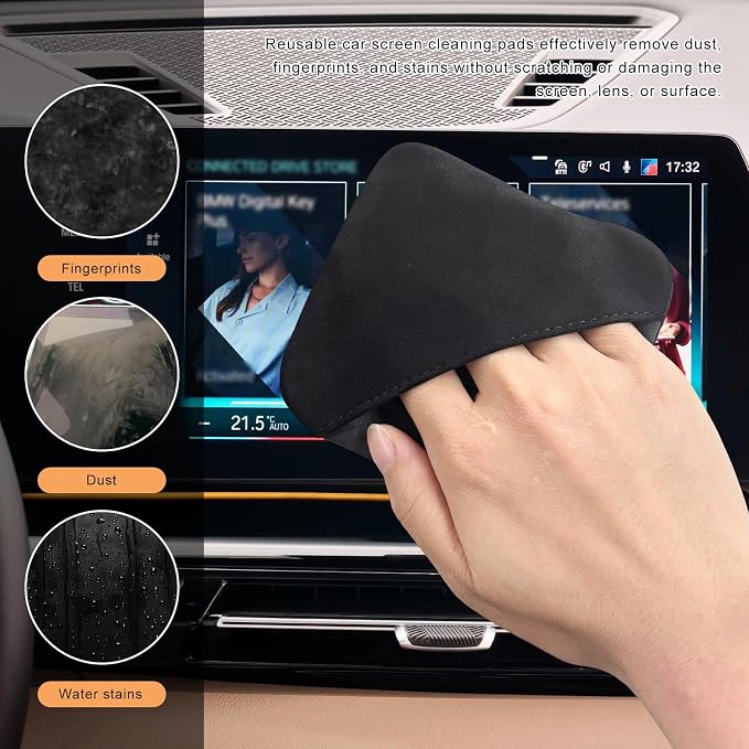 2 PCS Car Screen Cleaner, Square Microfiber Cloth Non-Scratch Auto Touchscreen - Image 4