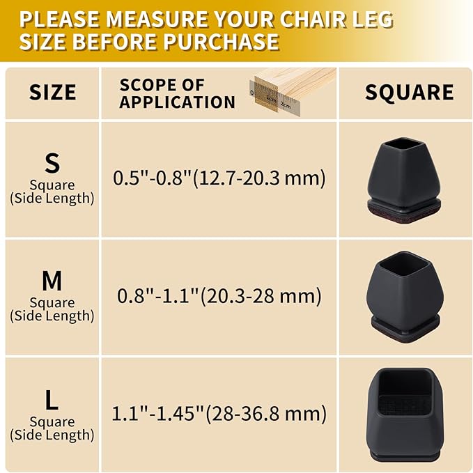 Ezprotekt 24 Pcs Small Square Silicone Chair Leg Floor Protectors - Image 3