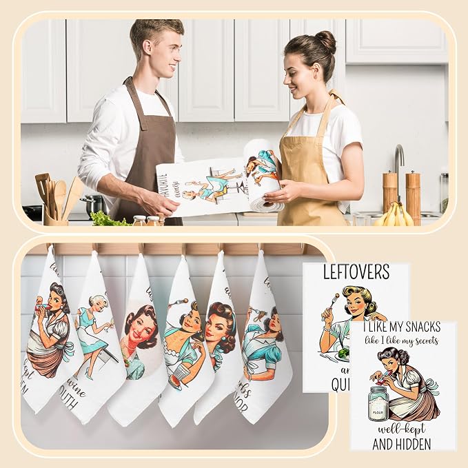 36 Pack Funny Style Reusable Cleaning Cloths Washable Cotton Kitchen Towels - Image 2
