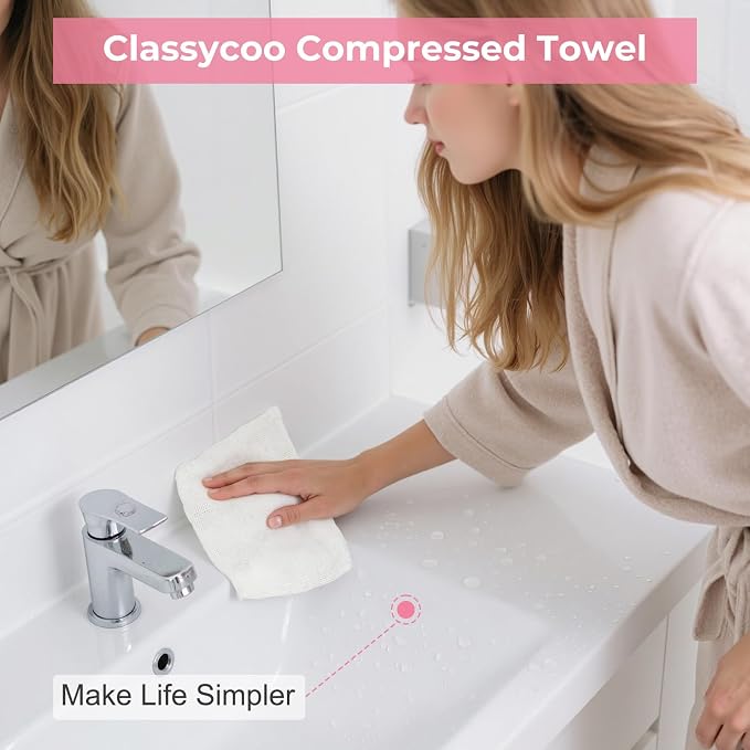 Classycoo 200 PCS Disposable Compressed Towels Tablets- Individually Wrapped - Image 5