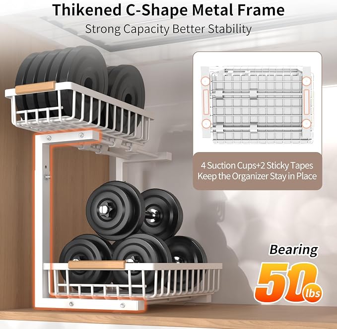 Under Sink Organizer, Under Sink Organizers and Storage, 2-Tier Pull Out Under - Image 3