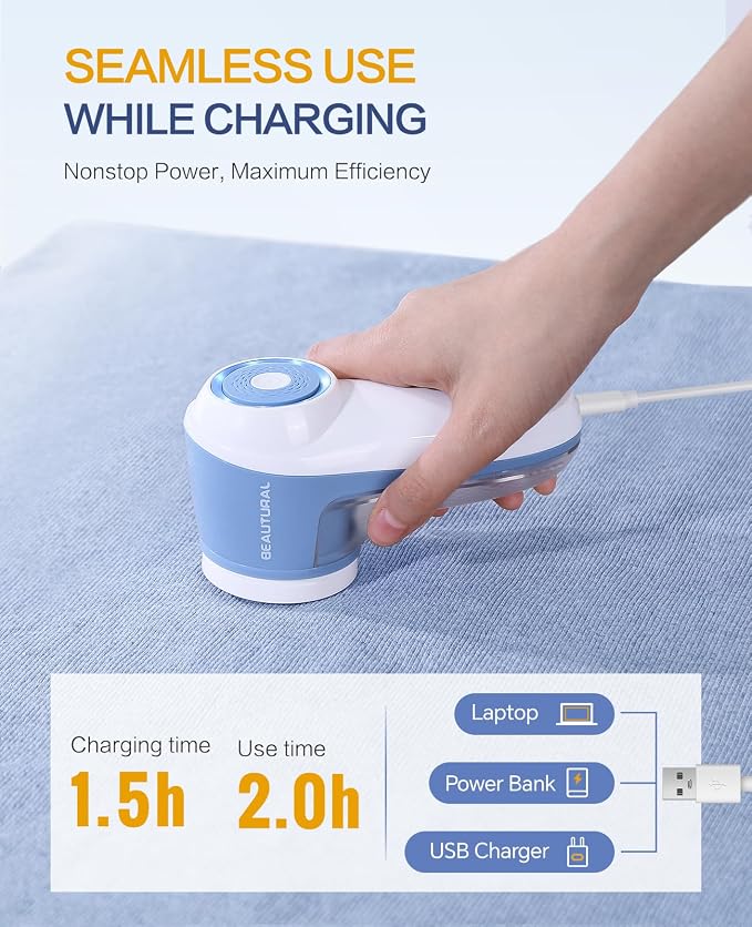 BEAUTURAL Fabric Shaver, Rechargeable Lint Remover - Image 4