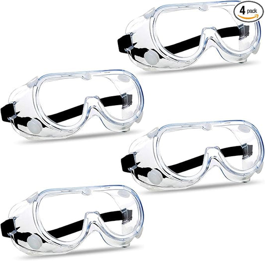 Super More 4PCS Anti-Fog Protective Safety Goggles Clear Lens Wide-Vision by SuperMore