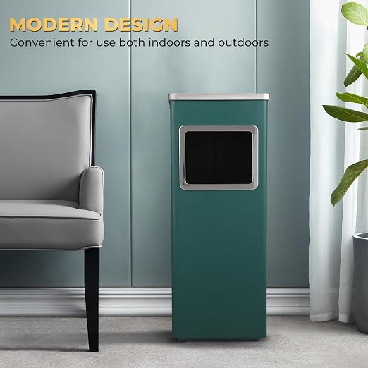 Trash Can Outdoor Waste Container Square Stainless Steel Trash Can - Image 5