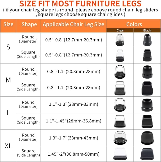 Ezprotekt 8 Pcs Large Clear Chair Leg Sliders - Image 3