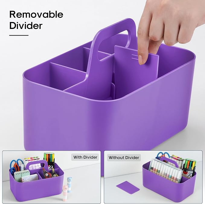 Multiuse Caddy Organizer with Handle, Stackable Plastic Tote Bin - Image 6