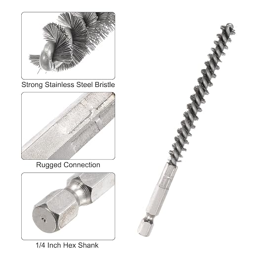 HARFINGTON Stainless Steel Bore Brush 10mm Dia Cleaning Wire Brush - Image 4