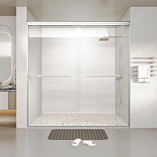 56-60x60 Inch Semi-Frameless Double Sliding Shower Door by TrumbeakFurniture