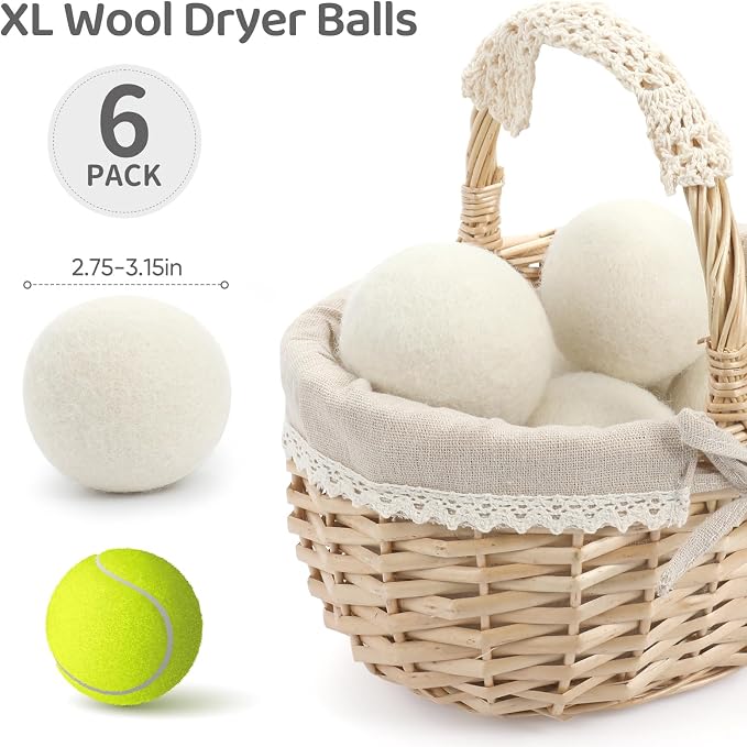 Wool Dryer Balls 6 Pack, Natural Fabric Softener, Dryer Balls Laundry Reusable - Image 6