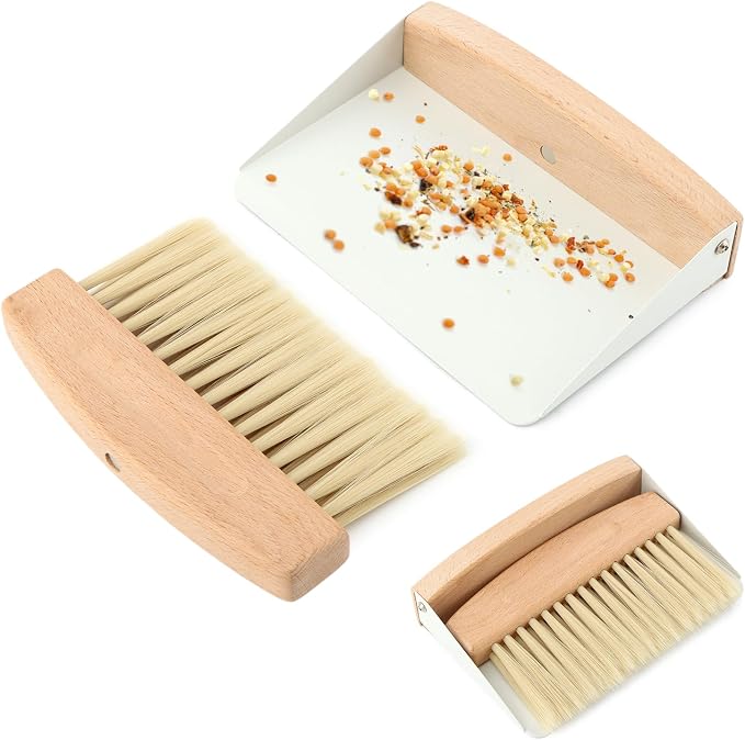 Mini Dustpan and Brush Set, Small Beechwood Dust Pan and Brush Set, Portable by Unknown