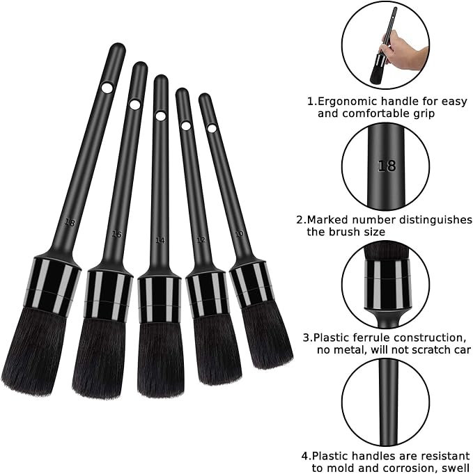 9pcs Auto Car Detailing Brush Set/ Interior Cleaning Kit Includes 5 Soft - Image 3