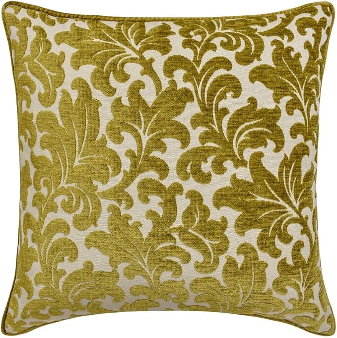 The HomeCentric King/Queen/Twin Chartreuse Designer Queen 74"x18" Bed Runner with 2 Pillow Cover, Velvet, Floral Pattern Bed Scarf on Velvet Fabric - Enchanted Chartreuse