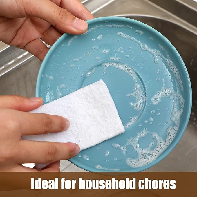 Hoolerry 40 Pcs White Scrub Pads Light Duty Scouring Non Woven Pad Non Scratch - Image 6
