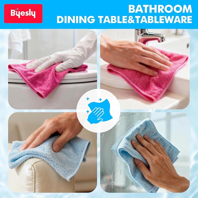 12-Pack Microfiber Cleaning Cloth, 11.5x11.5 Microfiber Towels - Image 8