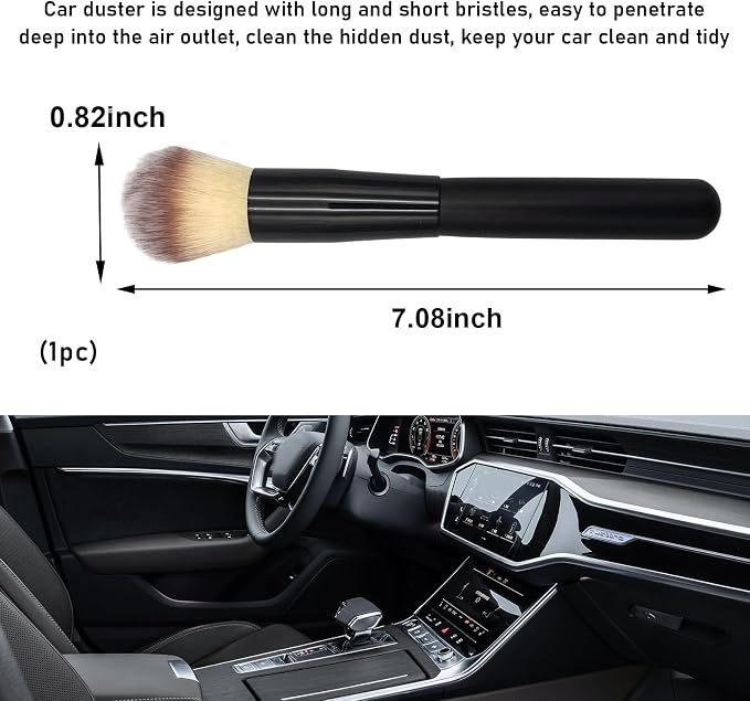 Ziciner Car Detailing Brush, Curved Soft Bristles Auto Removal Dust Collectors - Image 2