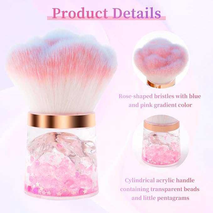 ANGNYA Nail Dust Brush, Rose Nail Art Dust Powder Remover Brush - Image 6